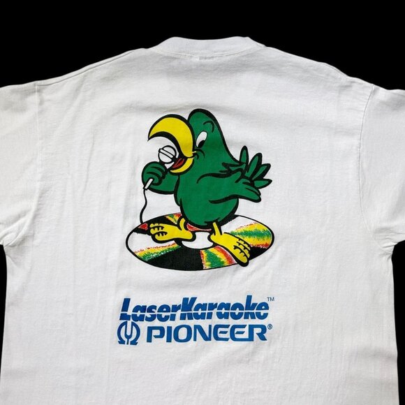 90s vintage Pioneer Laser Karaoke t-shirt single stitch bird. cartoon tech. - Picture 3 of 6